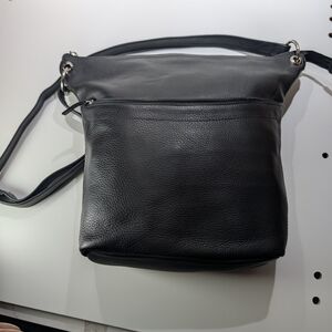 Derek Alexander Black Pebbled Leather Crossbody Bag
